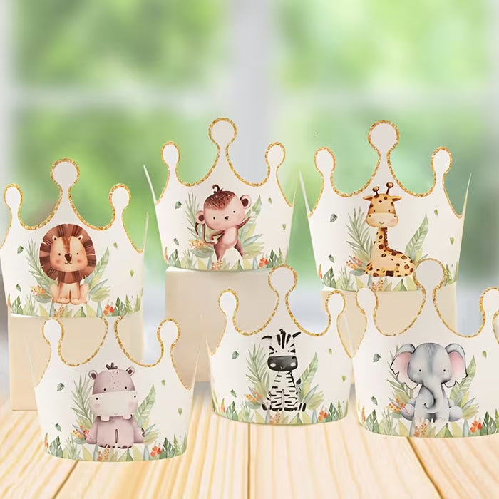 Conjunto de 6 Sombreros de Papel de Animales de Safari en la Jungla