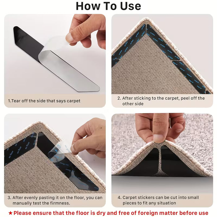 8 Pcs Pack Sujetador de Alfombra Resistente, Adhesivo PVC para Suelos de Madera