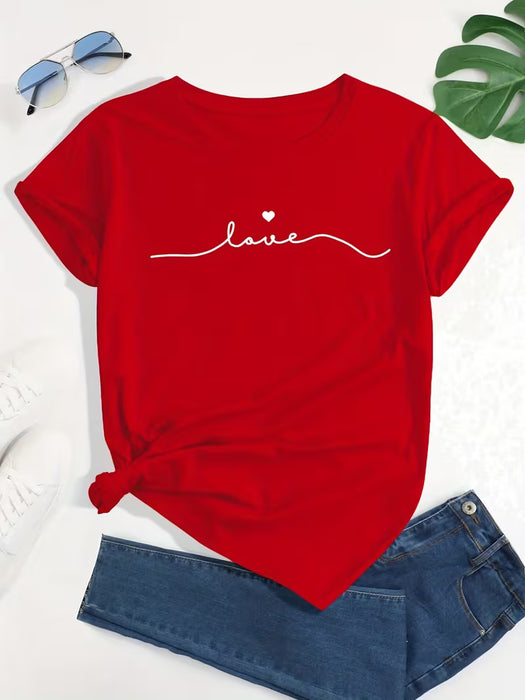 SHEIN Camiseta de Cuello Redondo con Estampado de Letras y Manga Corta