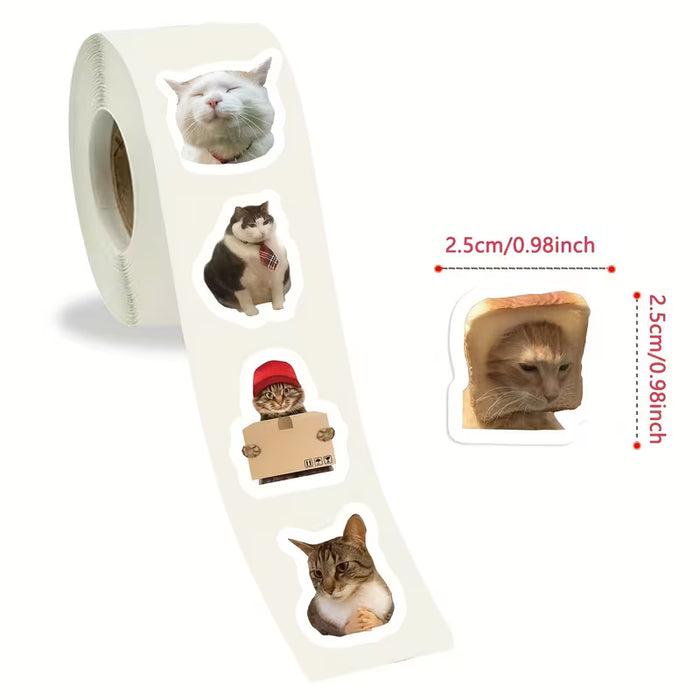 GUTBD Rollo de 500 Stickers de Gatos - Etiquetas Autoadhesivas