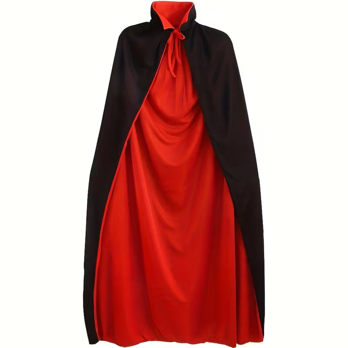 Capa de Cuello Alto Vampiro - Disfraz Gótico Rojo y , Ideal para Fiesta de Halloween de 150cm