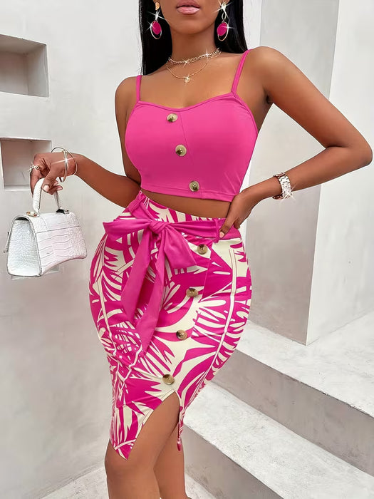 Conjunto de Falda con Tirantes y Lazo para Mujer