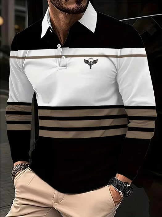 Camisa deportiva de golf para hombre con manga larga y frente abotonado