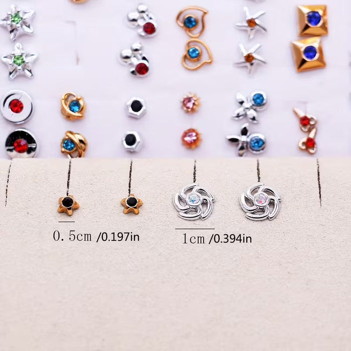 100 Pares de Pendientes Pequeños de Resina y Plástico con Aguja de Pegamento