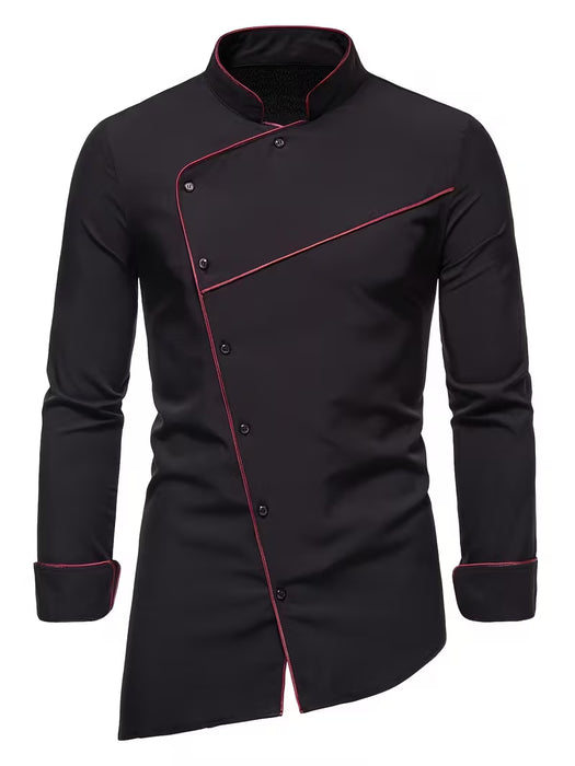Camisa tipo bata de manga larga con estampado de estilo árabe para hombre