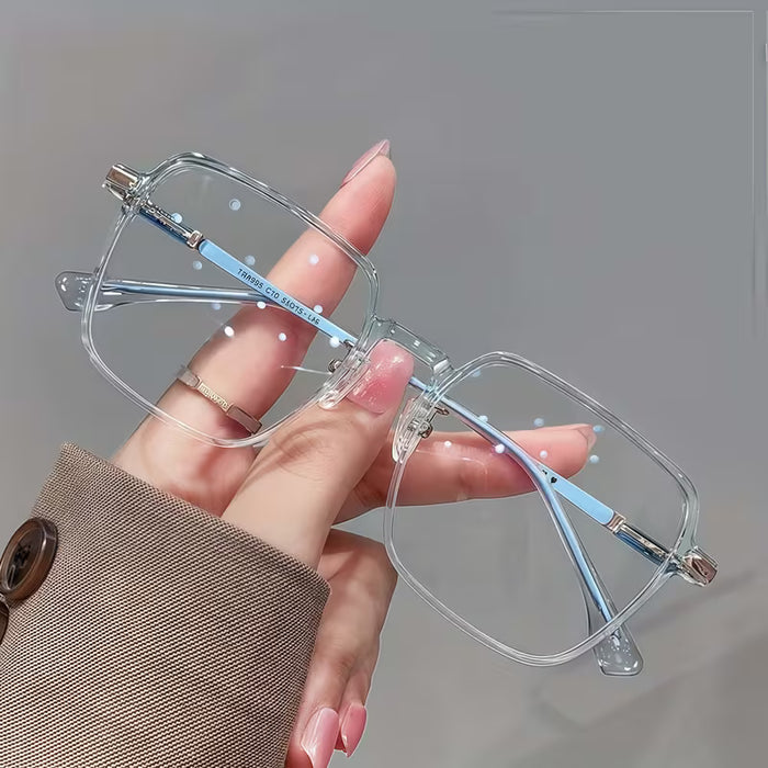 Gafas ultrafinas con montura transparente de diseño minimalista neutro para uso diario