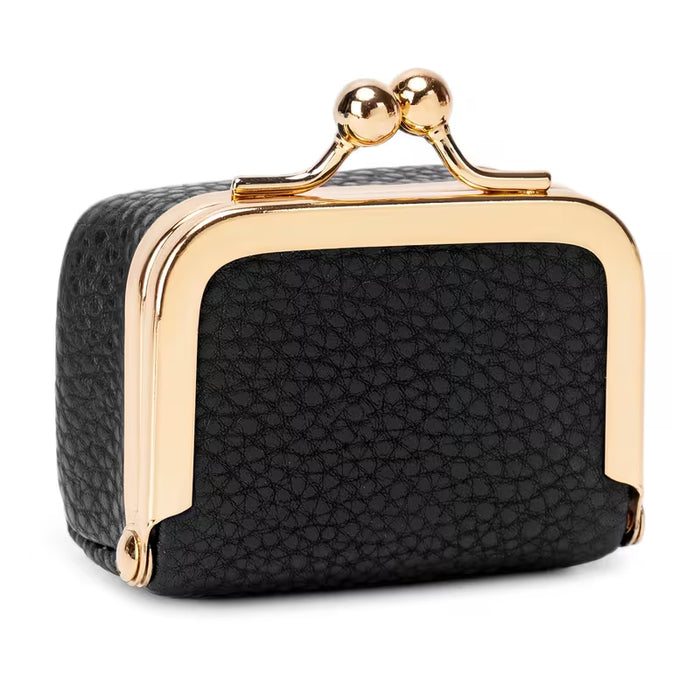 Monedero mini para mujer, neceser convertible de color liso con cierre de beso