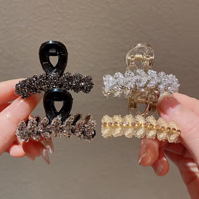 4 pinzas para el cabello con diamantes de imitación elegantes con diseño de trigo