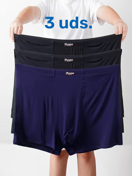 Pack de 3 Calzoncillos de Talla Grande para Hombres - Bóxer Holgado de Cintura Alta