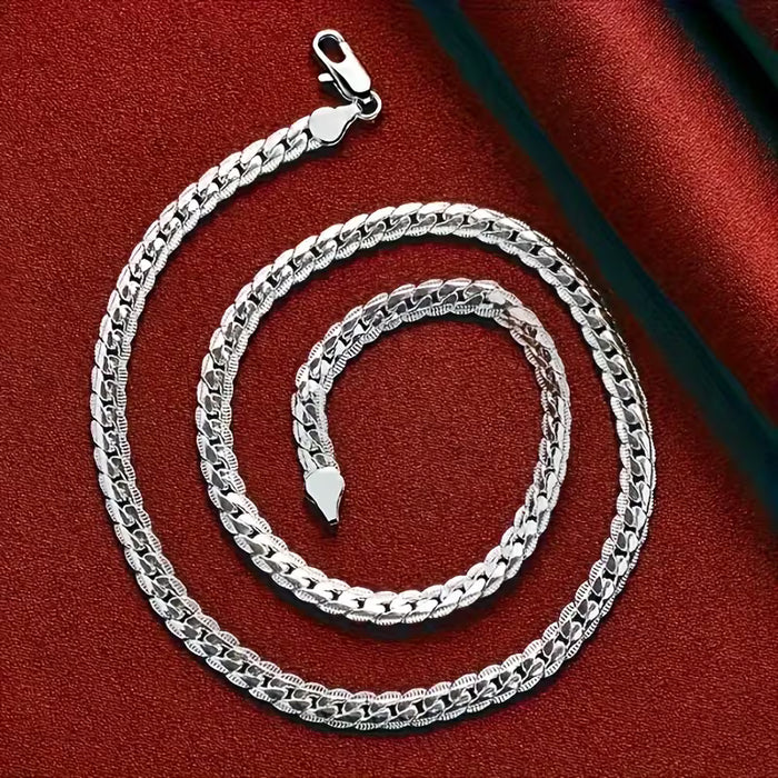 Collar de lujo y elegante con relieve plateado de doble cara para hombres y mujeres 50cm
