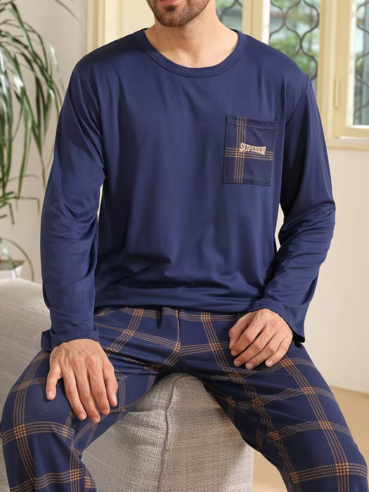 Pijama para Hombre Primavera y Otoño, Manga Larga Adecuado para Uso en Exteriores y Hogar