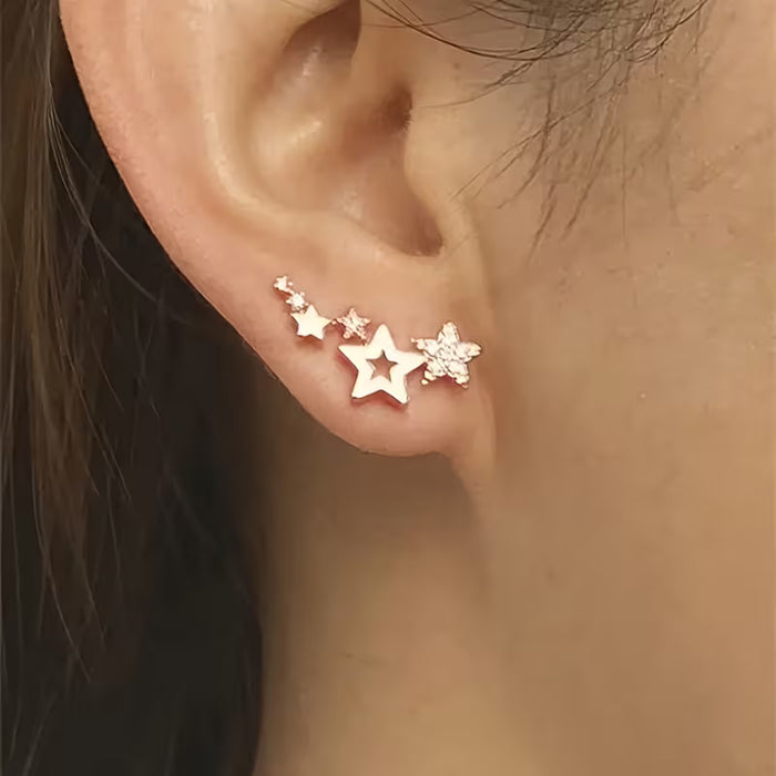 SHEIN 1 Par de Aretes Geométricos de Estrella Dulces, Creativos y Fáciles de Usar para Mujer