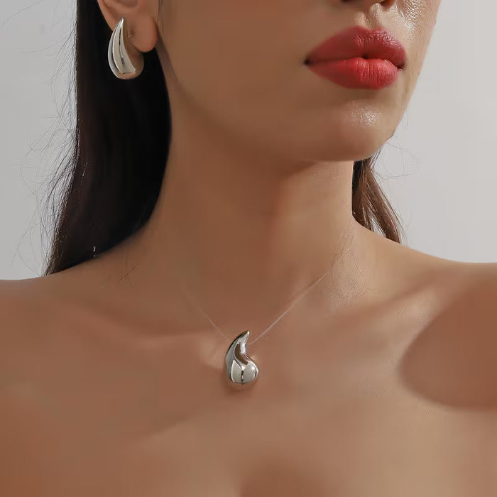 Collar Minimalista con Colgante de Coma Brillante de Diseñador, para Mujeres