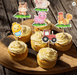8uds. De adornos para magdalenas de papel de animales de granja, selecciones para pasteles temáticos - Quierox - Tienda Online