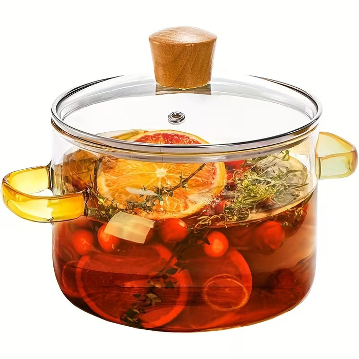 1 olla a baja temperatura de borosilicato resistente al calor con cubierta y doble asa