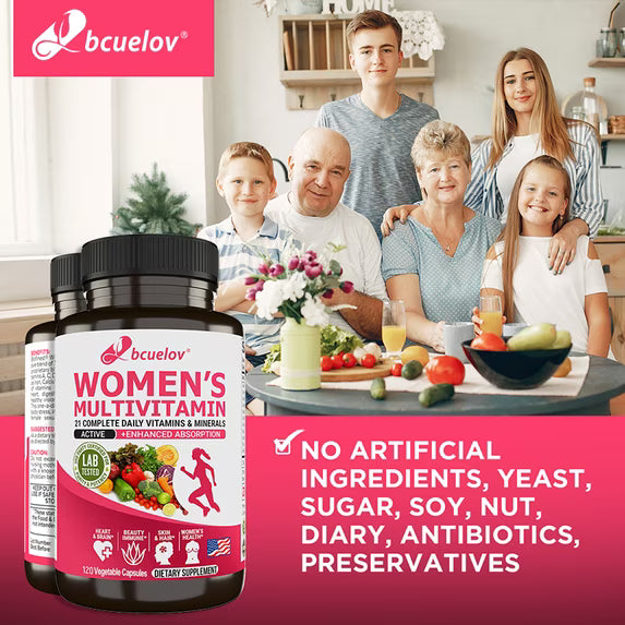 Suplemento multivitamínico para mujeres Bcuelov, 120 cápsulas vegetales