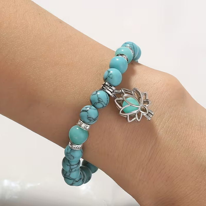 Turquesa Yoga Glow para pulsera de loto, accesorio de moda fluorescente