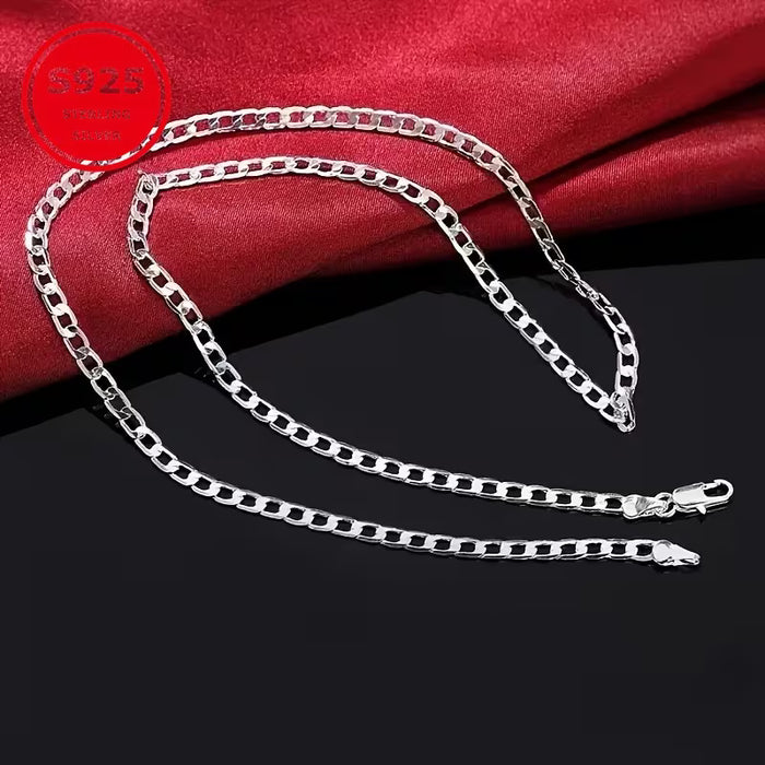 Cadena cubana baño de plata 925 para hombre y mujer, de 55cm