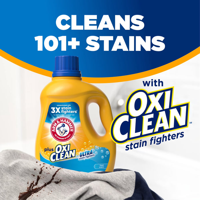 Detergente líquido ARM & HAMMER Plus OxiClean Ultra Stain Fighters, aroma fresco (32.5 onzas líquidas)