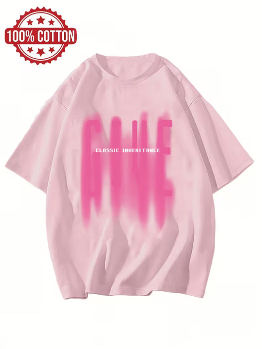 Camiseta de manga corta para mujer, estampada, holgada, transpirable y cómoda