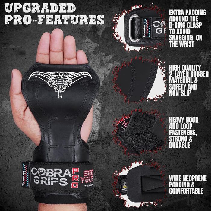 Guantes de levantamiento de pesas Cobra Grips con muñequeras acolchadas de neopreno ajustables