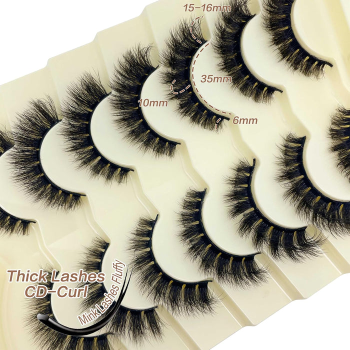 Pestañas postizas cortas y esponjosas de visón estilo ojo de gato de 16 mm para mujer