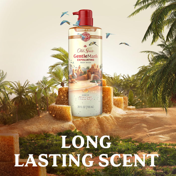 Old Spice Gentleman's Blend Gel de ducha exfoliante para hombre, azúcar moreno y manteca de cacao, 532 ml (18 fl oz)