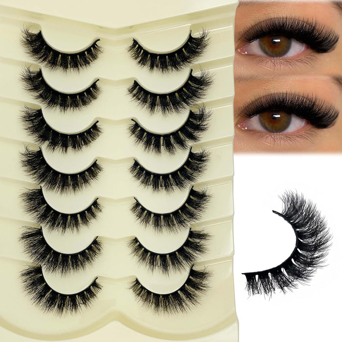 Pestañas postizas cortas y esponjosas de visón estilo ojo de gato de 16 mm para mujer