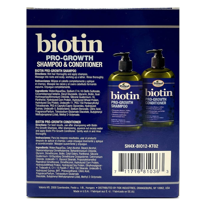 Difeel Pro-Growth Biotin Shampoo & Conditioner Set de regalo de 2 piezas