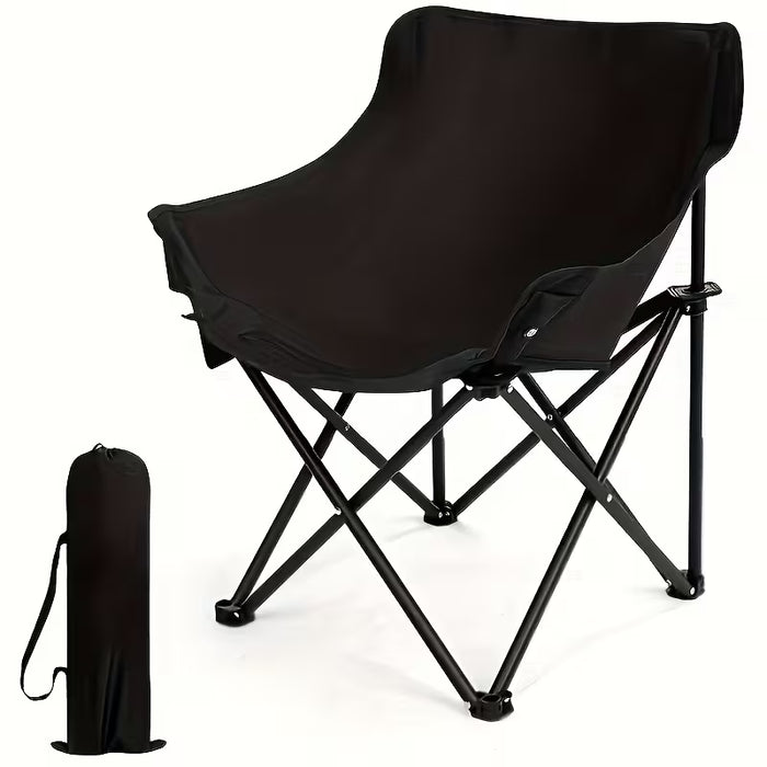 Silla de camping plegable negra para exteriores, hecha con tela Oxford gruesa