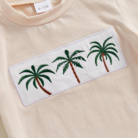 Conjunto de ropa de verano para bebé niño: camiseta de manga corta bordada + pantalones