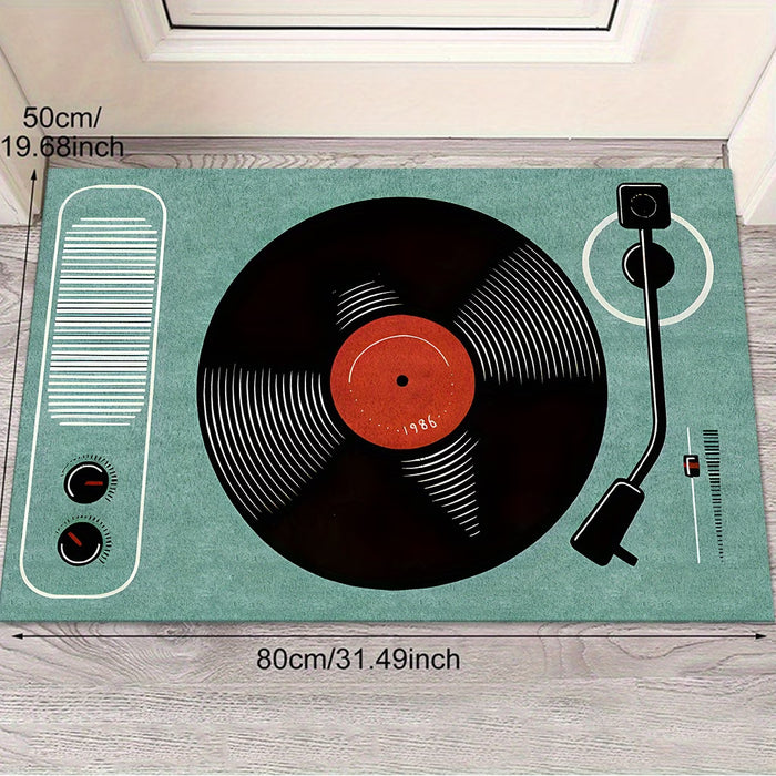 Alfombra de Entrada con Diseño de Vinilo Vintage, Duradera