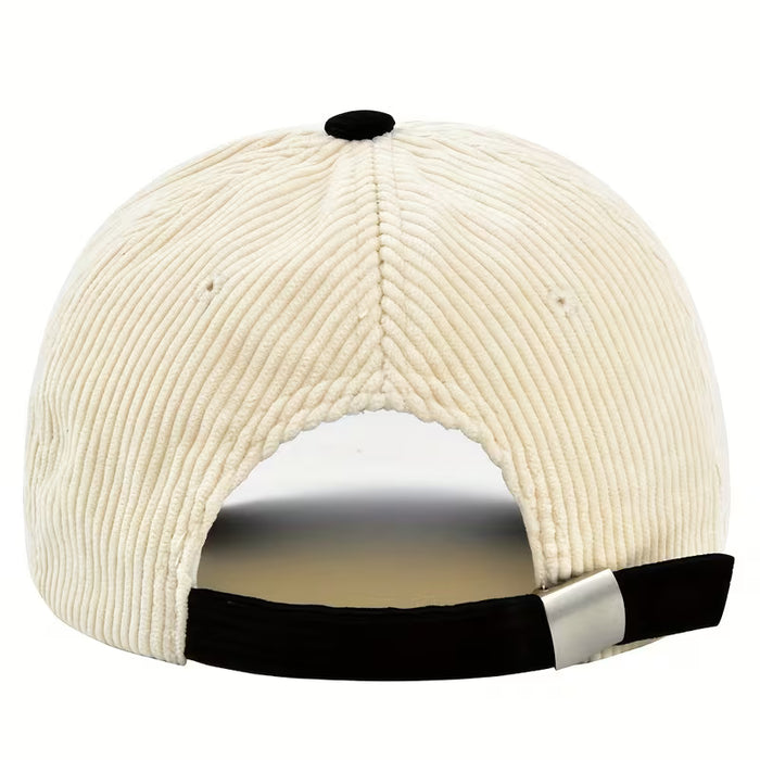 Gorra de béisbol unisex de pana con letras bordadas