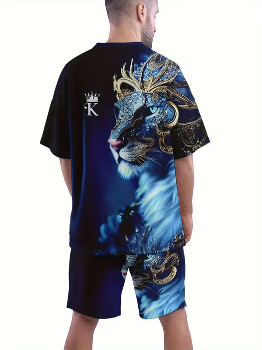 Conjunto Deportivo Transpirable para Hombre: Camiseta y Shorts de Verano con Estampado 3D
