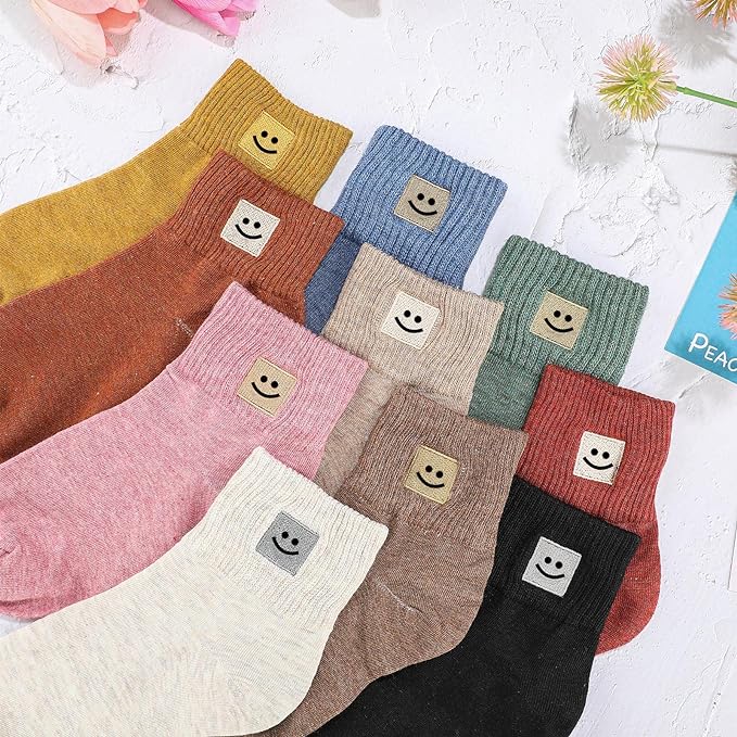 Eurzom 10 pares de calcetines para mujer, elásticos, hasta el tobillo