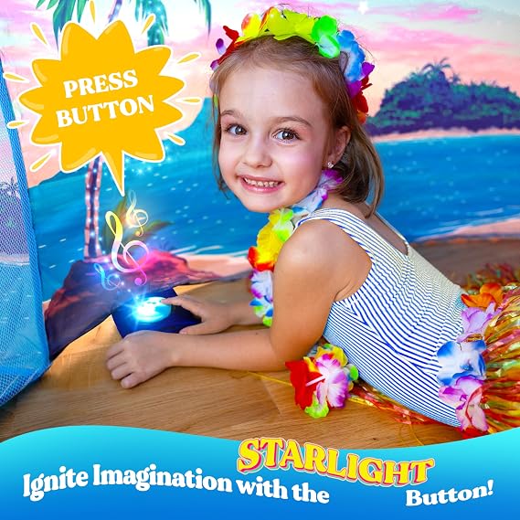 Fuerte inflable W&O Starlit Oasis con luces y sonido - Ventilador no incluido
