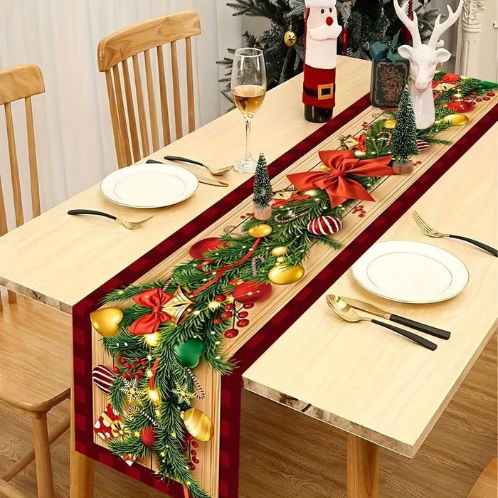 1pcs de caminito de mesa navideño con diseños festivos, decoración de mesas