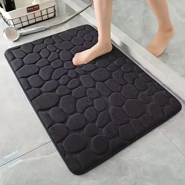 Alfombra de baño súper suave de esponja con memoria, antideslizante con diseño de guijarros