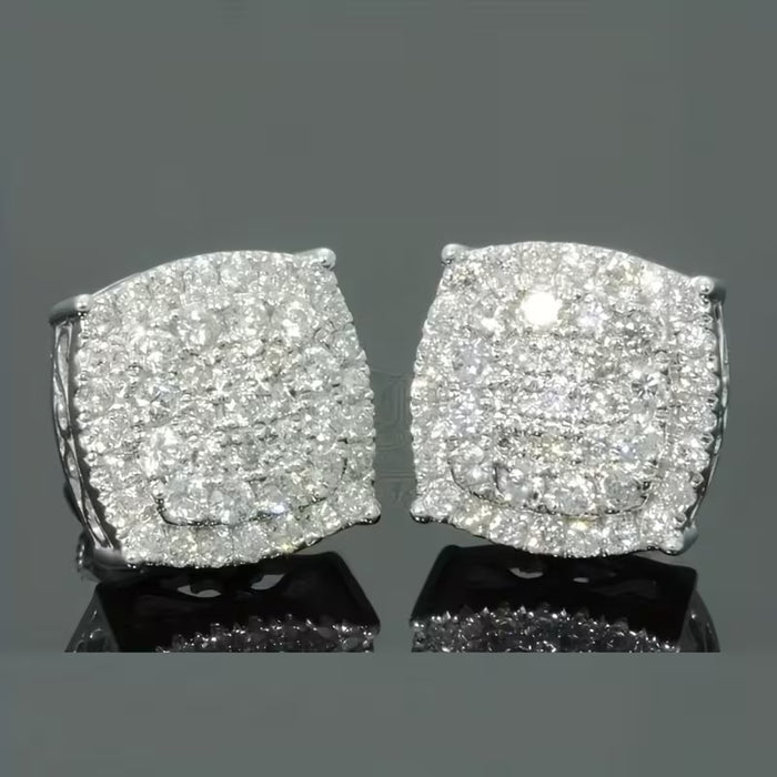 Arete de Mujer con Piedras Brillantes Cuadrada, Elegante con Brillo de Estrás