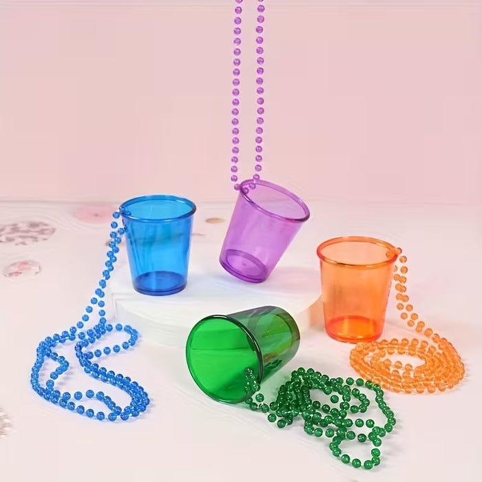 Juego de 24 piezas: 12 collares de cuentas + 12 vasos de cerveza de plástico