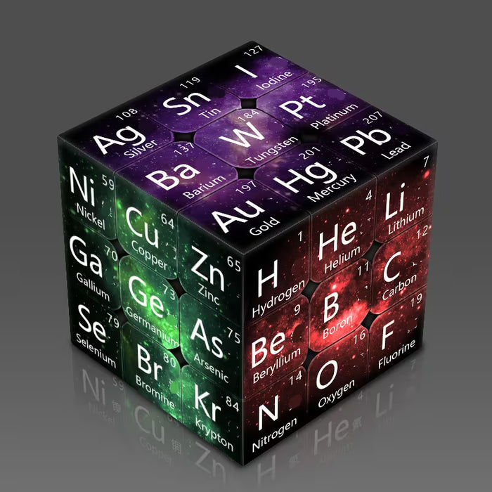 Rompecabezas Cúbico 3x3 de Elementos Químicos del Cielo Estrellado, Dificultad Intermedia