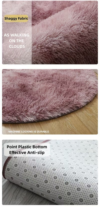 1 alfombra ovalada con textura shaggy, suave y esponjosa, ideal para salas de estar