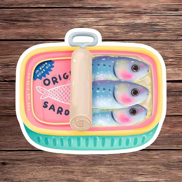 SHEIN Pegatina de Vinilo de Sardinas - Adhesivo Divertido y Tierno