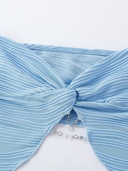 Top Corto de Verano para Mujer con Diseño de Cadena y Sin Tirantes