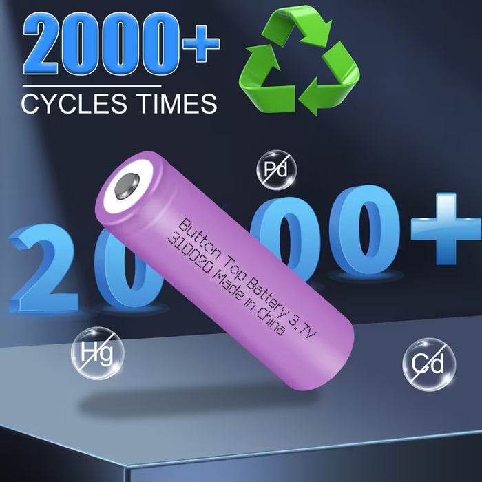 Batería Recargable 3.7V 2000mAh de Litio, Adecuada para Linternas, Luces LED, Ventiladores Pequeños, 1 pieza