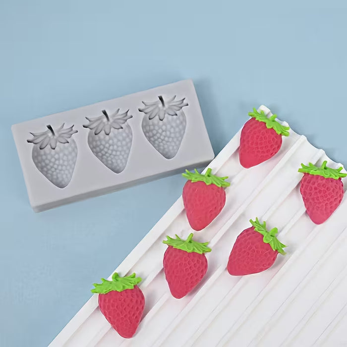Molde de silicona de tres fresas rectas es adecuado para velas de artesanías de arcilla