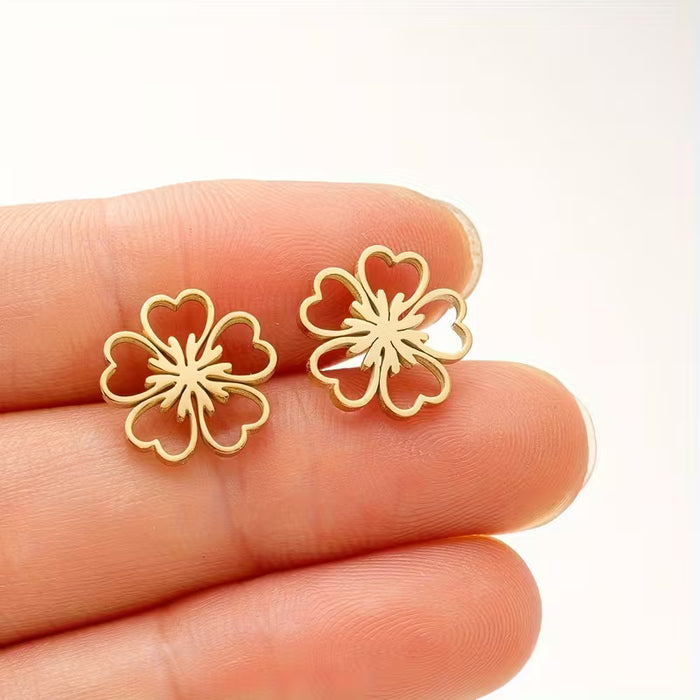 Aretes de flor de ciruelo, para mujer