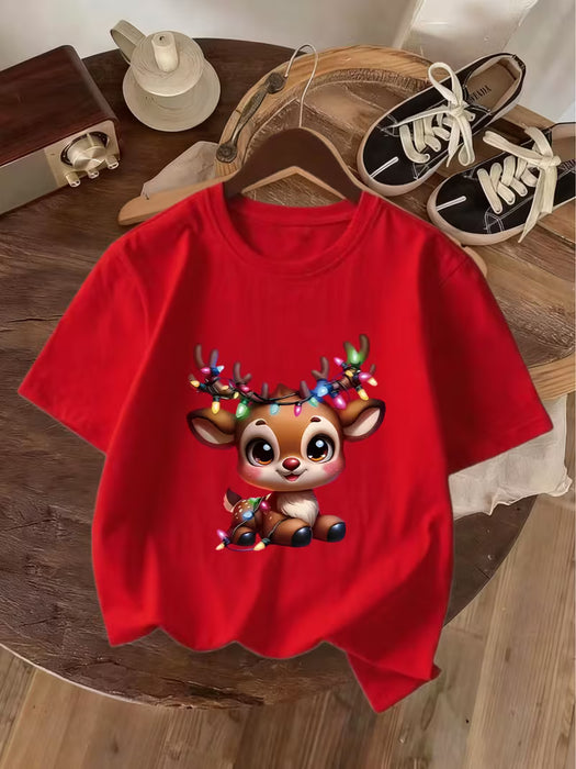 Camiseta de Manga Corta Estampada para Niñas de Verano