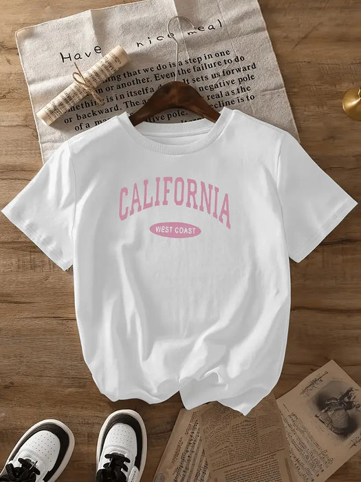 Camiseta pura de moda para mujer con estampado de letras, diseño suave y cómodo