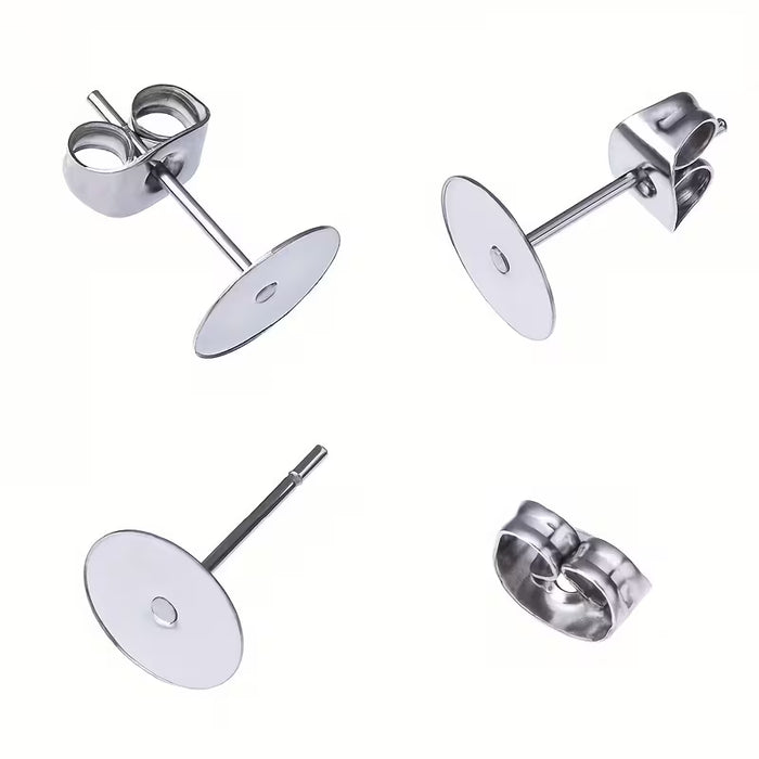 100 Pares (200 piezas) Soporte para Aretes, Estilo Vintage en Acero Inoxidable de 4mm